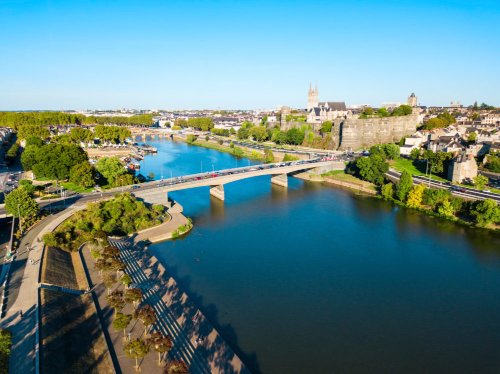 Angers aerial panoramic view, France