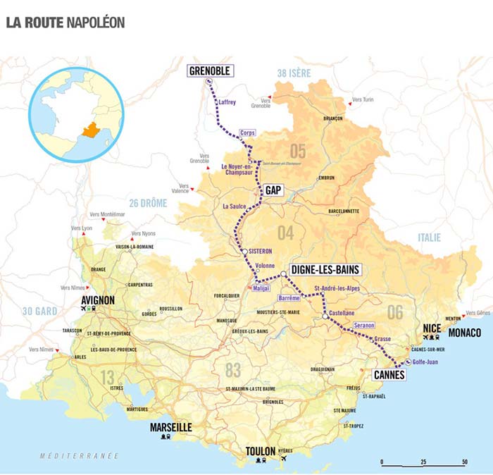 Carte de la route de Napoléon