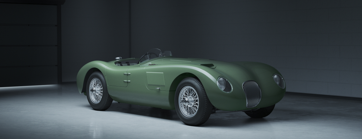 Jaguar du type C verte