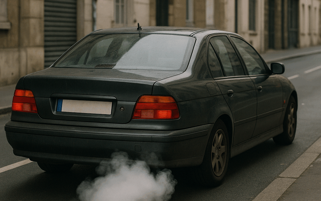 Voiture qui fume blanc