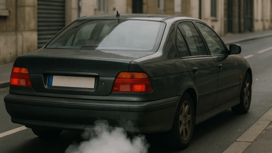 Voiture qui fume blanc